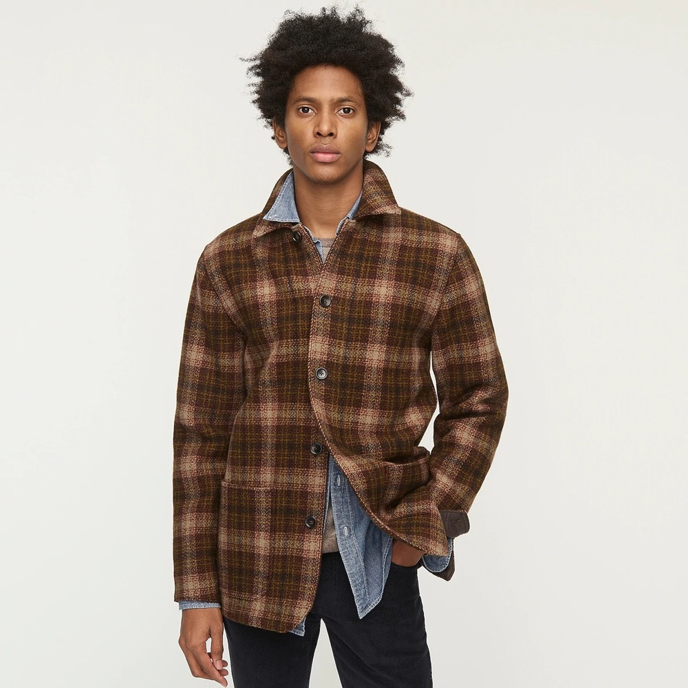 J.Crew Chore Coat Plaid 100% Wool jacket New